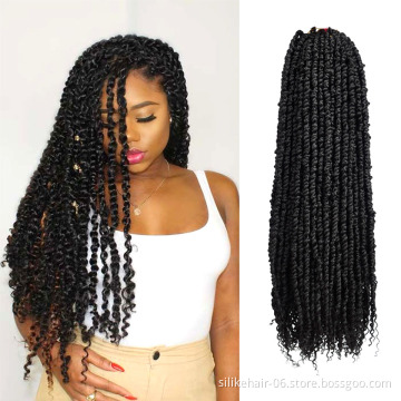 24Inch Ombre Black Brown Soft Long Passion Twist Crochet Braiding Pre-Twisted Spring Bomb Braids Bulk Synthetic Hair Extensions